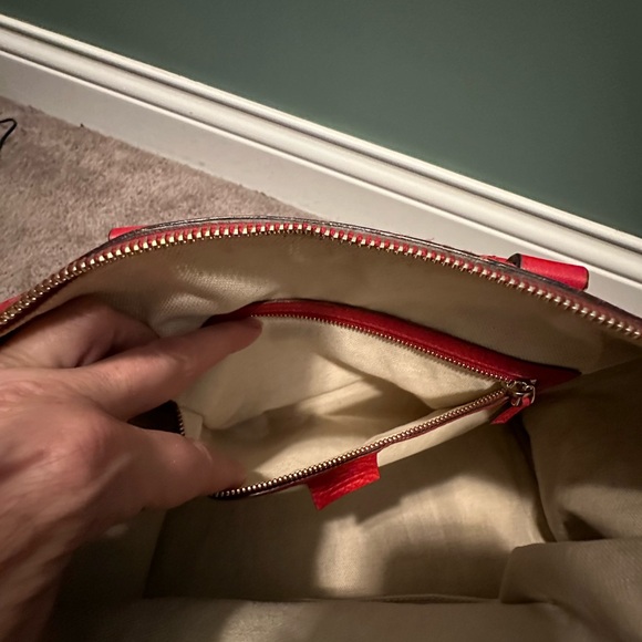 Gucci Boston bag brown monogram with red leather - Picture 16 of 16